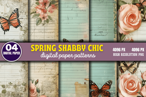Download Spring Shabby Chic Digital Paper Pattern - Premium Resources